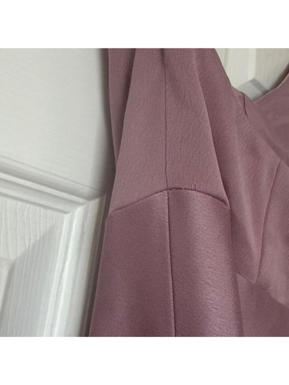 Elegant One Shoulder Crepe Back Satin Dress - Picture 6 of 8